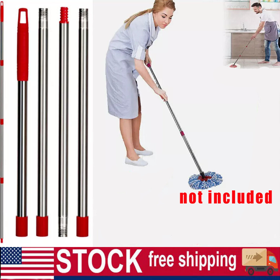 4-Section Spin Stainless Mop Steel Pole Handle For O-Cedar Easywring RinseClean