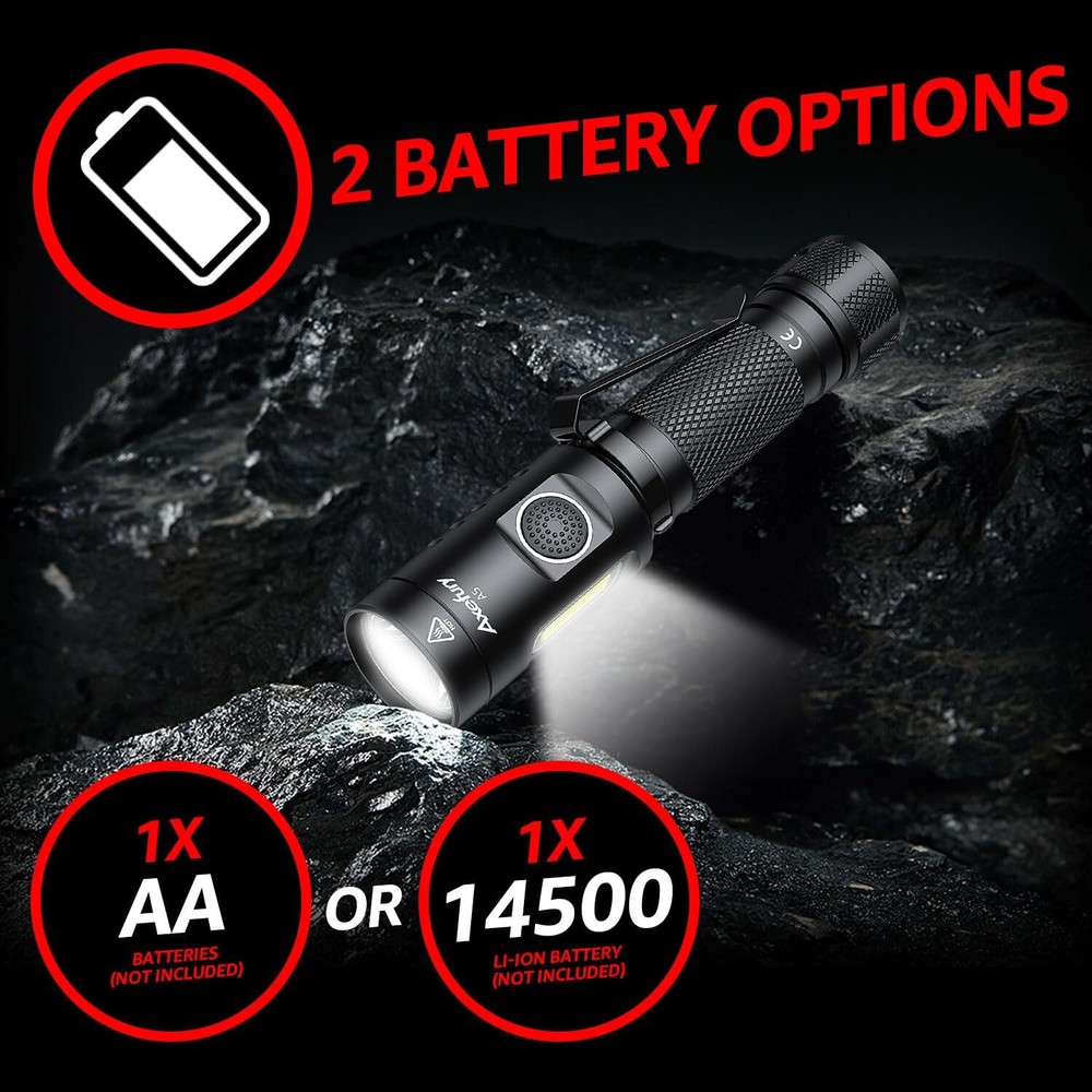2Pack, axefury A5 Magnetic LED Flashlight, Tactical Flashlight, Cob worklight