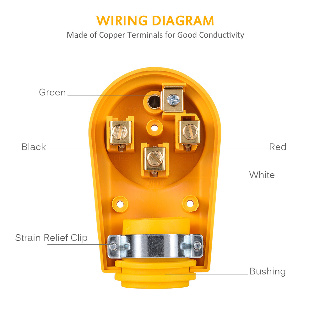 MICTUNING 50 Amp RV Replacement Male Plug - 4 Prong Plug 125/250V Power Adapter