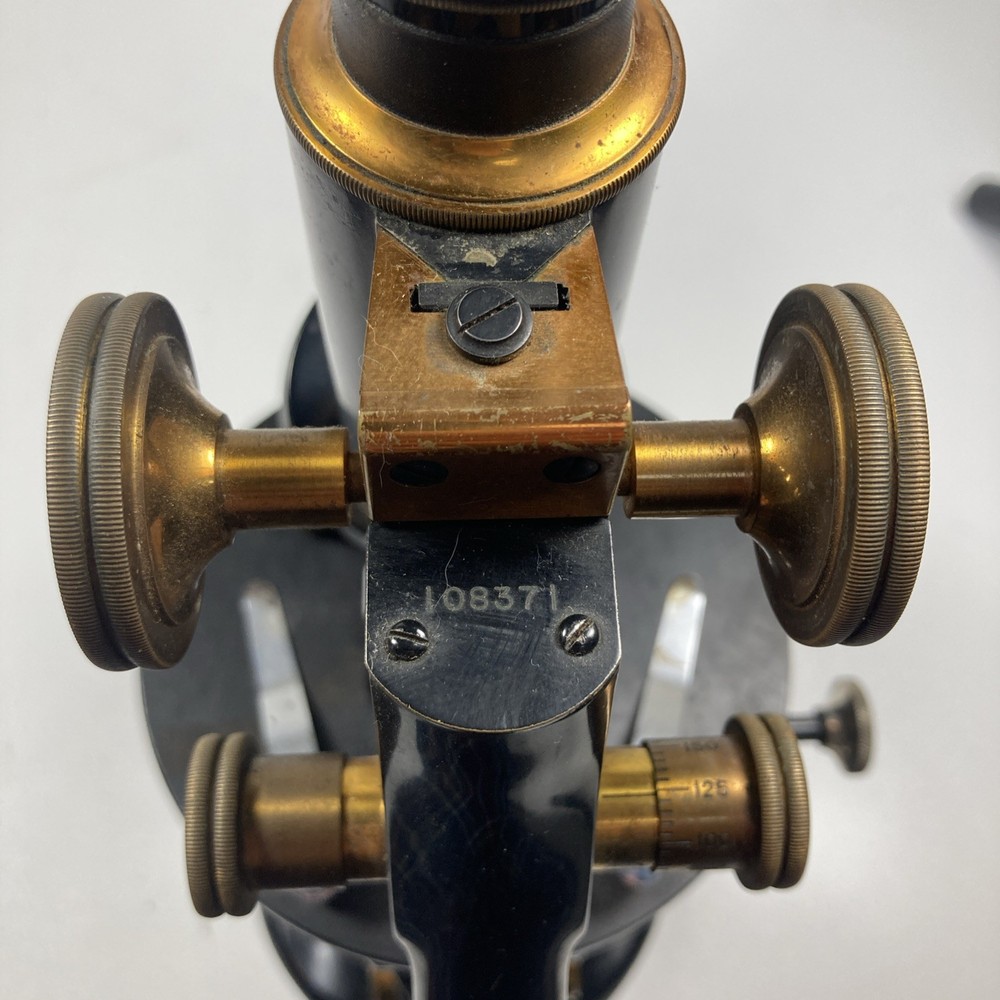 Vintage Spencer Buffalo Cast Iron & Brass Microscope w/Case