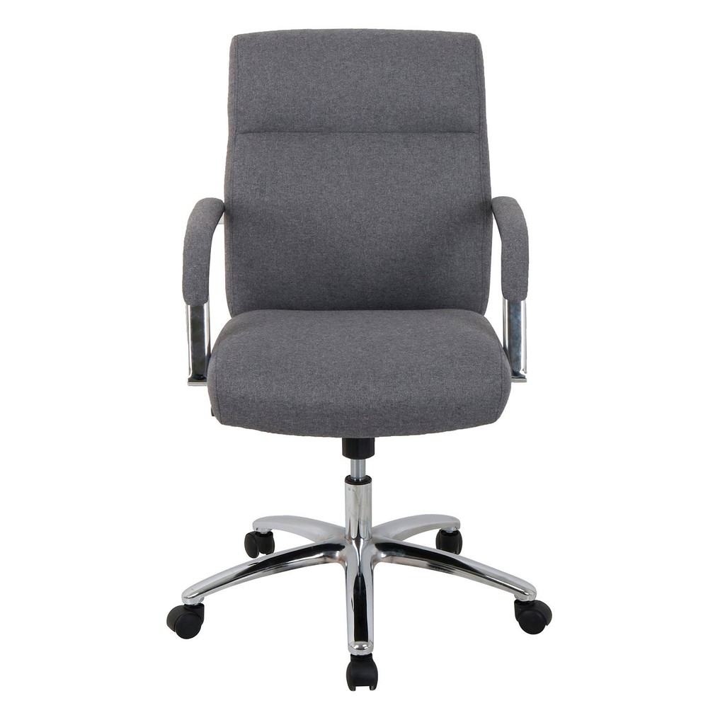 High Back Fabric Task Chair Charcoal Gray Fixed Arms High Back