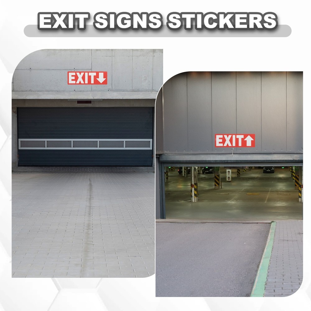 6Pcs Exit Signs Stickers Self-Adhesive Paper,White