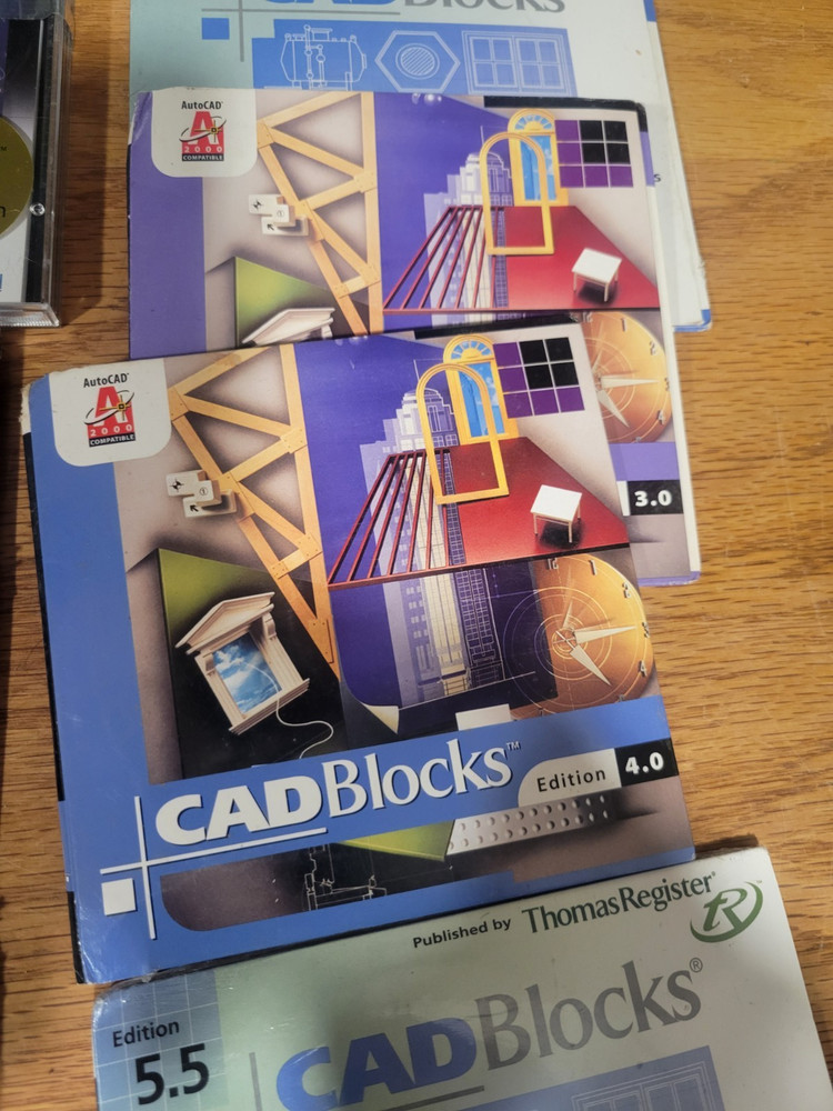 Vintage CD-Rom Software Windows virtual Basic, partspec, themes, Cad Blocks, Mor