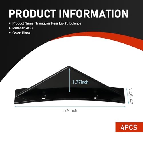 Car Lower Bumper Lip Diffuser, Anti-scratch Triangular-shape Bumper 4 PCS Black