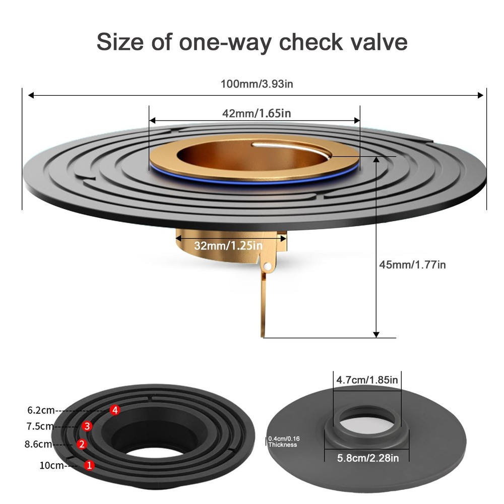 Shower Floor Drain Backflow Preventer One Way Sealing Drain Insert