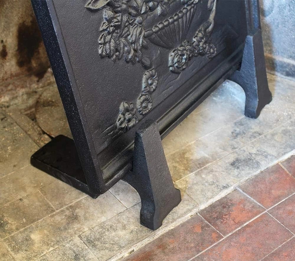 Cast Iron Fireback Supports, Black - Set of 2