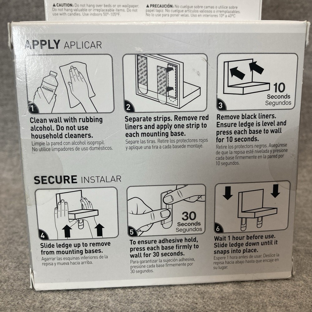 3M Command Display Ledges 2 Pack White New Wall Shelf Shelves Ledge Decor 2 Lbs