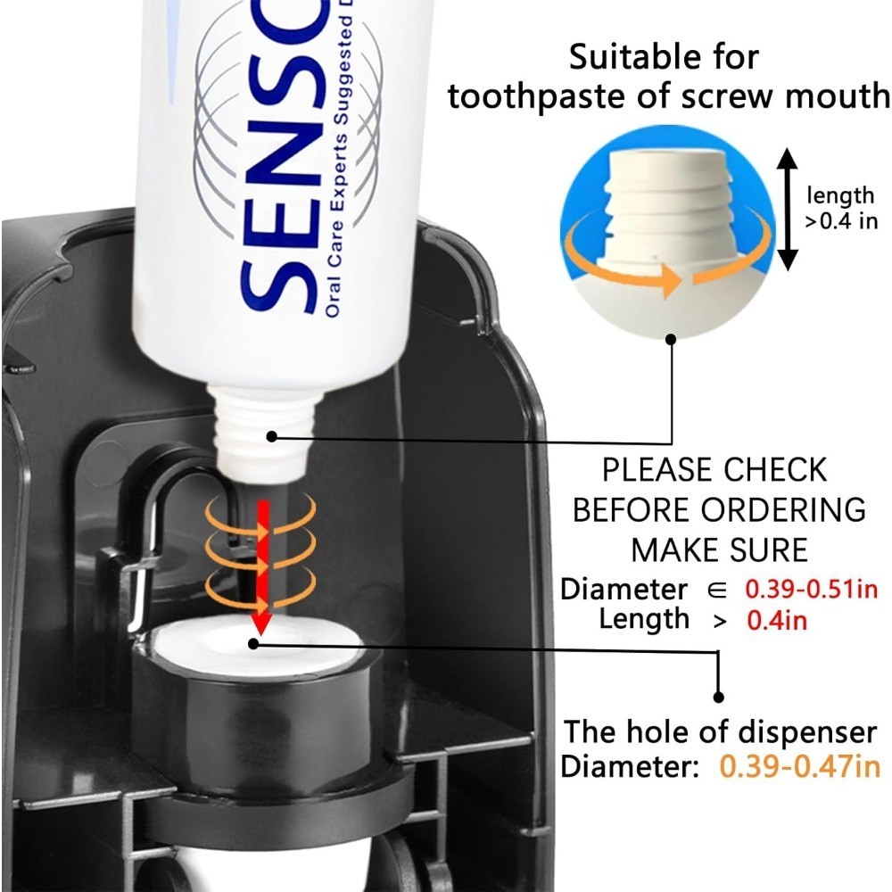 Automatic Toothpaste Dispenser and Toothbrush Holder Set Wall Mounted Squeezer