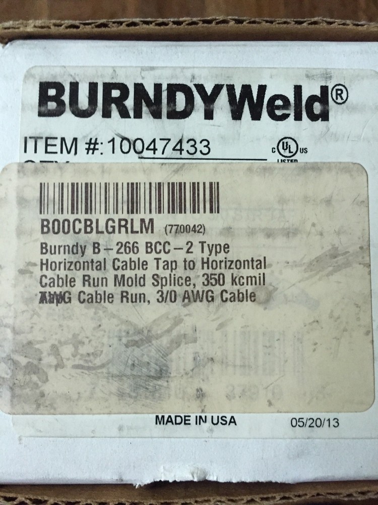 BurndyWeld B-266 Cable Run Mold Splice
