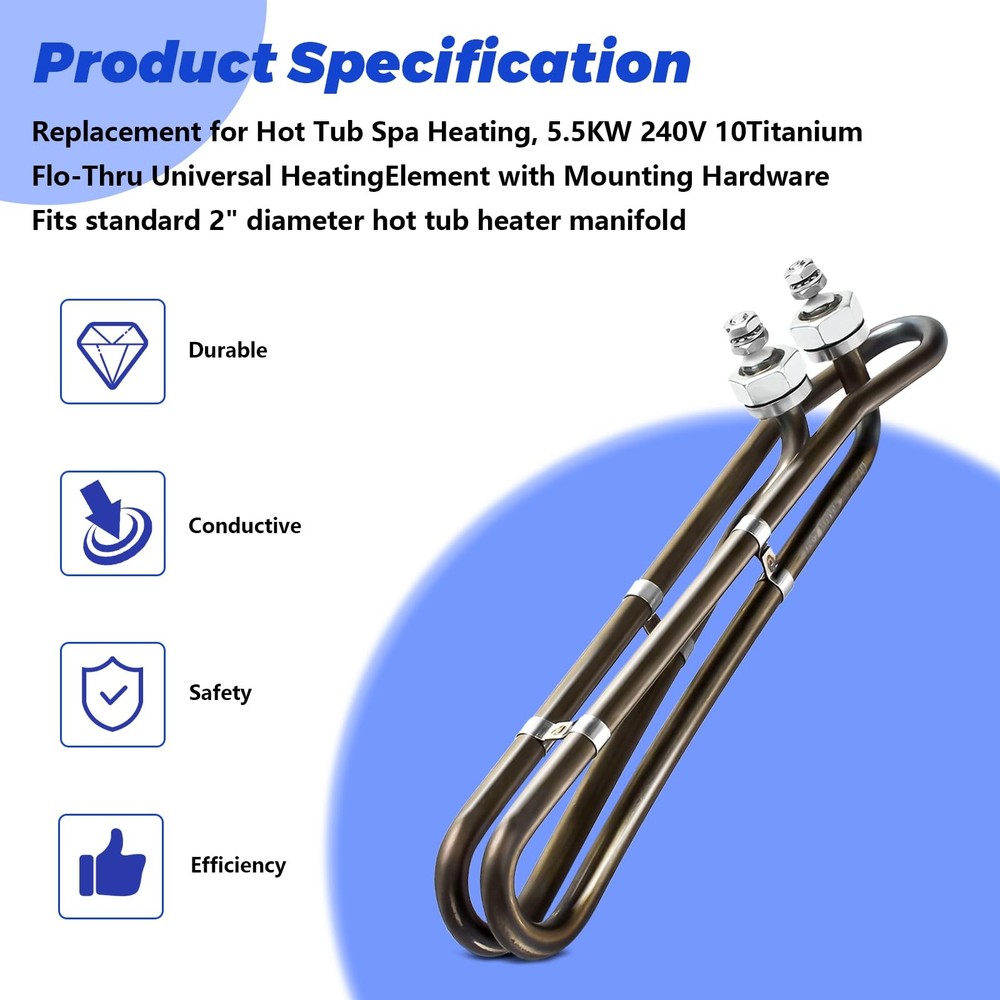 5.5KW 240V Titanium Hot Tub Spa Heating for Universal Heating Element Replace...