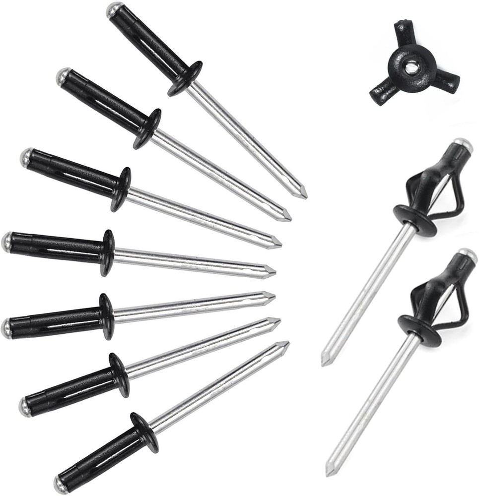 3/16" x 5/8" Tri-Fold Rivets Assortment - 60Pcs,Black Tri-fold Exploding Pop.
