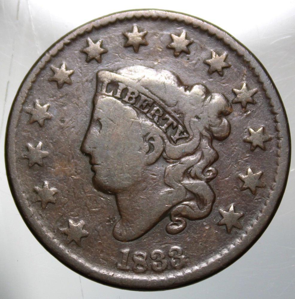 1833 Coronet Head Large Cent, N-5 - VG !!