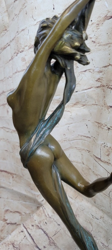 100% Solid Bronze Leap Dancer Sculpture Figurine Lost Wax Method Nude Artwork