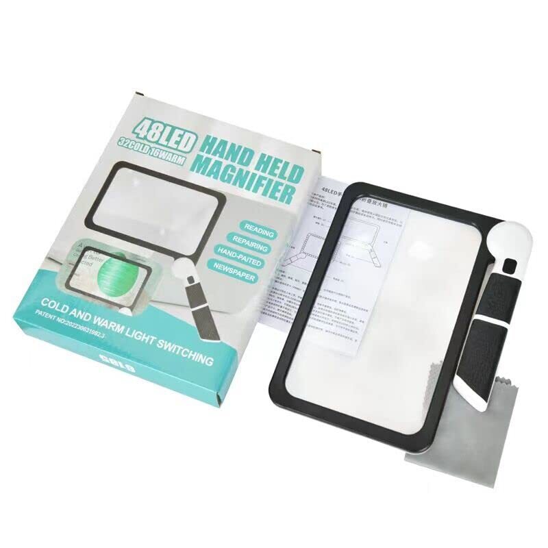 Magnifying Glass with Light, Page 5X Folding Handheld Rectangular Magnifier w...