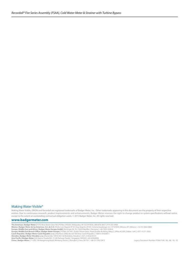 Badger Meter - Recordall 10"x2” Fire Service Meter