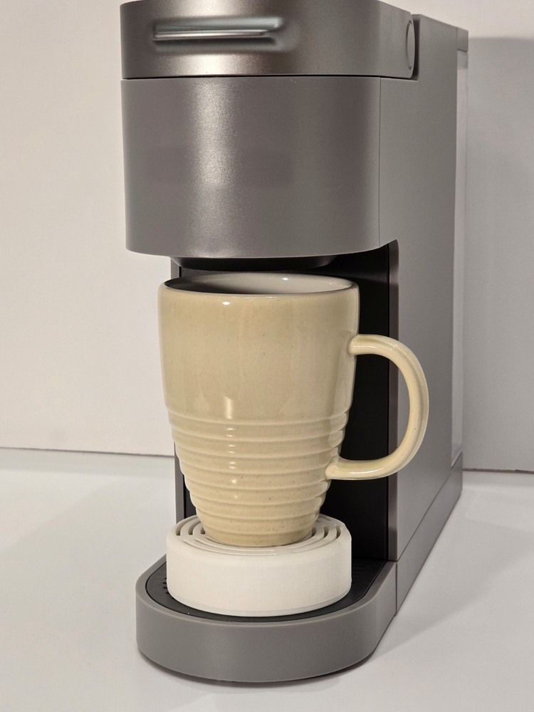 Elevate Anti-Splash Adjustable Cup Stand Accessory for K-Cup Coffee Makers White
