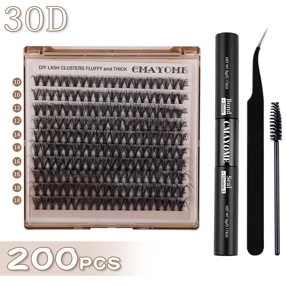 False Eyelashes for DIY Application Cluster Lashes Mix Size Black Set