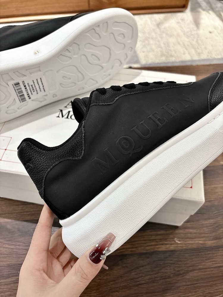 Alexander McQueen Logo Low Top Sneaker Black White Leather