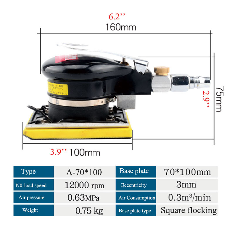 Pneumatic Grinding Tool Handheld Square & Triangular Air Sander Polisher Machine