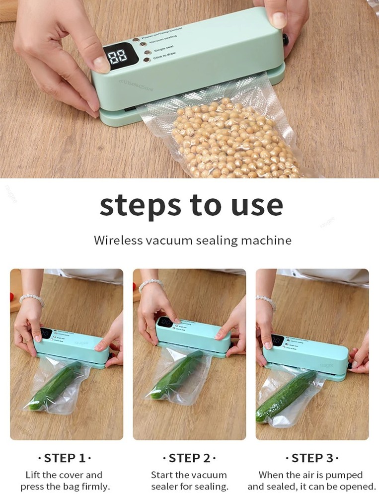 Portable Mini Wireless Fully Automatic Vacuum Sealing Machine Household Sealer
