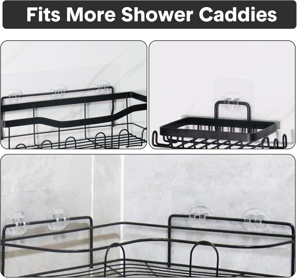 14 Transparent Adhesive Hooks - Durable, Waterproof, No Drill Storage Solution