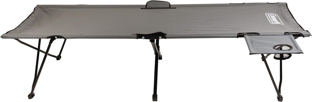 Pack-Away Camping Cot W/ Removable Side Table Extra Wide Fits Adults Polyester