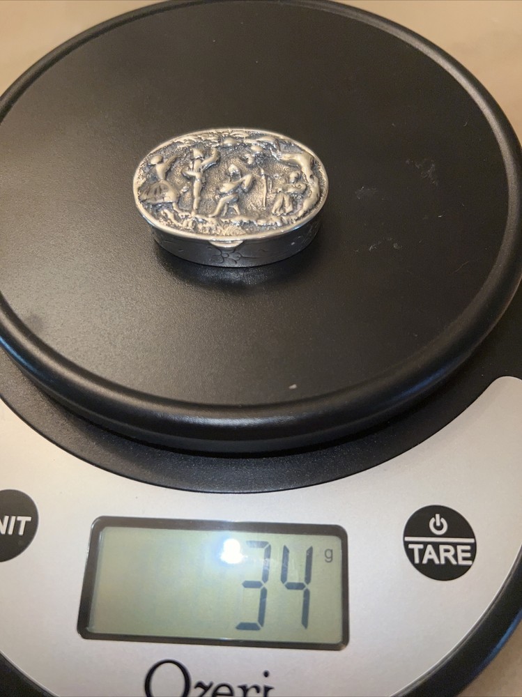 Antique Victorian High Relief Silver Snuff Box Sterling Silver