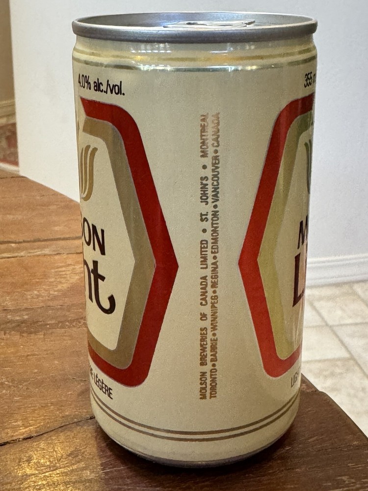 Molson Light Beer - 355 ml Empty Beer Can Top Opened - Canada