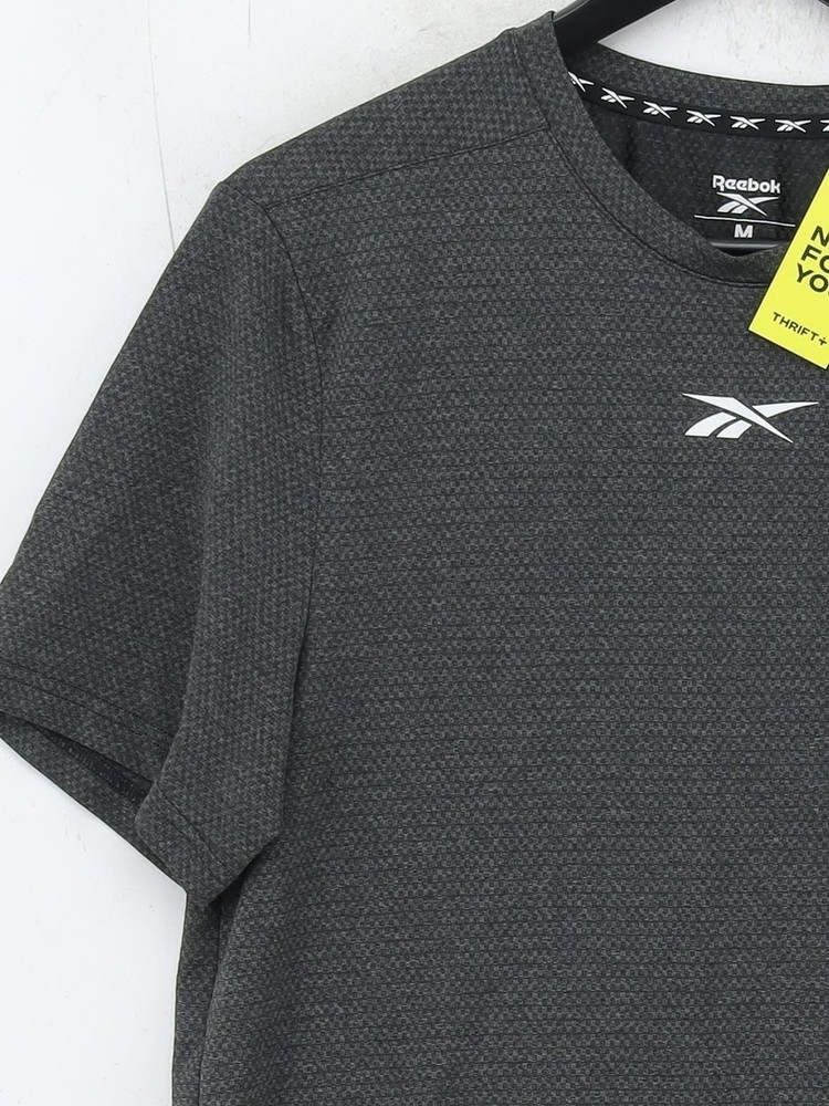 Reebok Men's T-Shirt M Grey 100% Polyester Round Neck Basic