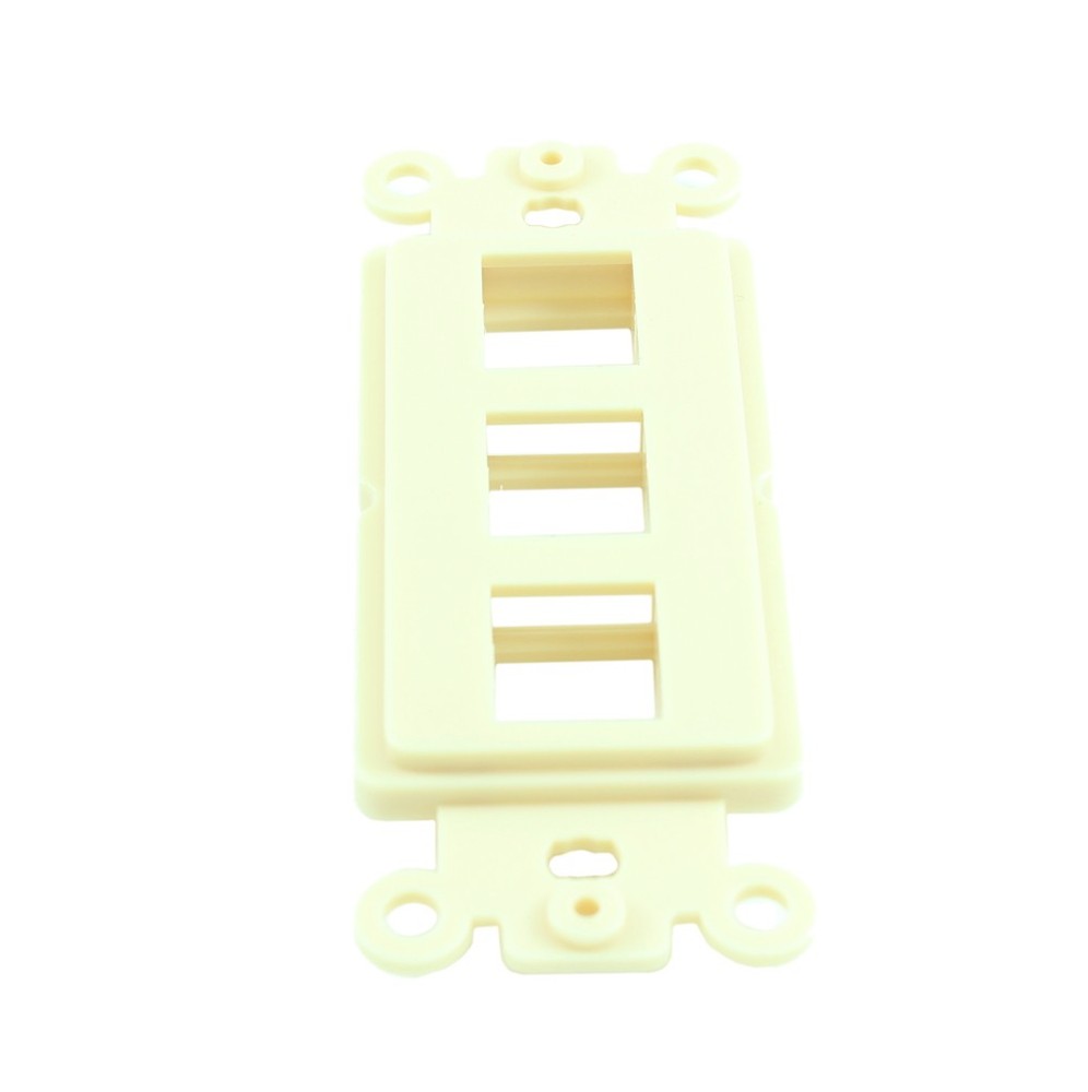 Wallplate: 3 Open Keystone Decora Plate Insert  Ivory