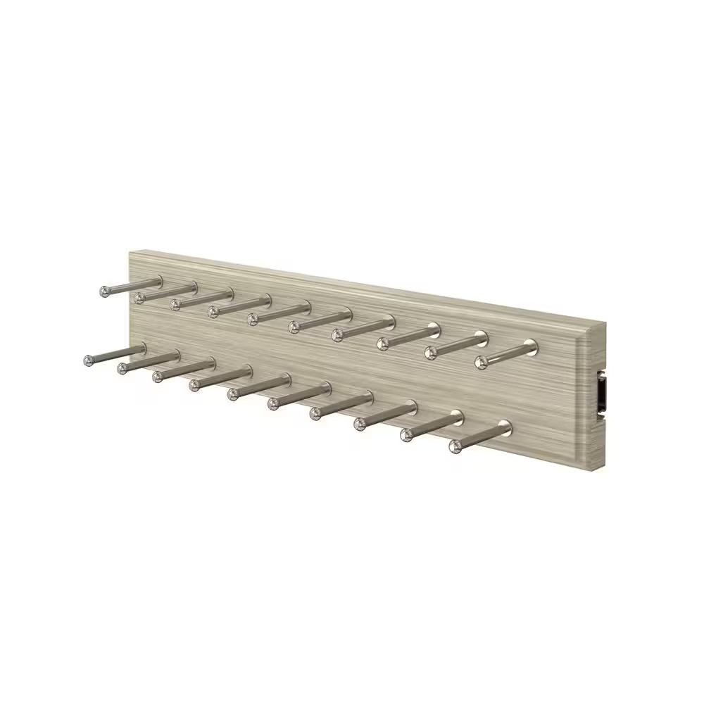 Sliding Tie Rack Organizer 20 Hook Pull Out Rustic Gray Storage Scarf Holder
