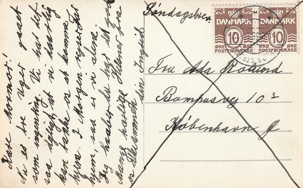 DENMARK: Sunday delivery postcard 1938.
