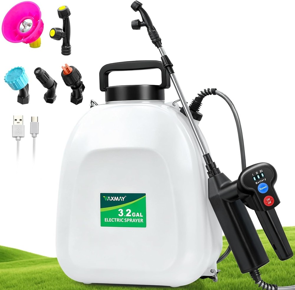 Battery Powered Sprayer 3.2 Gallon Backpack Sprayer W/ 3 Adjustable Forces