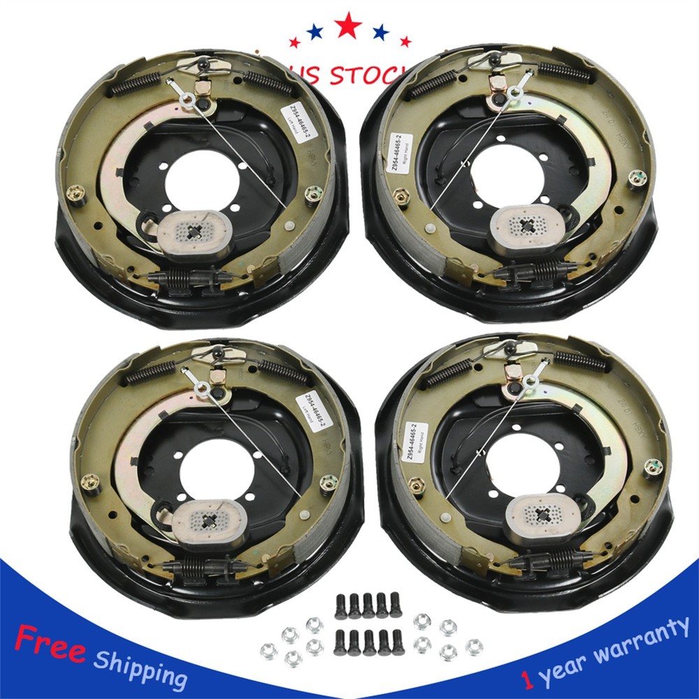 Four 12" X 2" Electric Trailer Brake Assembly for 7000 Lbs Trailer Axles LH & RH