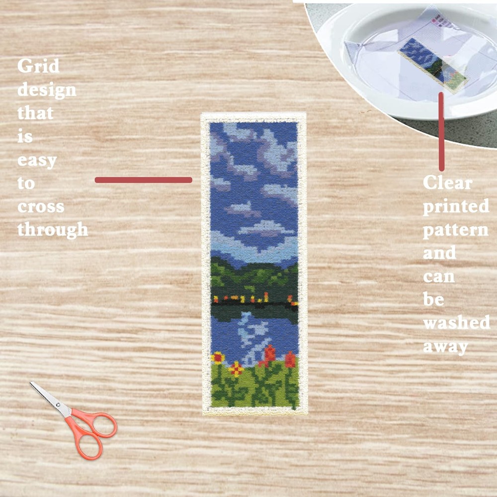 FREEBLOSS 6 Set Cross Stitch Bookmark Kit Scenery Pattern Small, Landscape