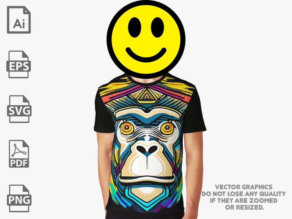 Rainbow Monkey Vector | Monkey vector | Rainbow svg | Monkey svg | Monkey design