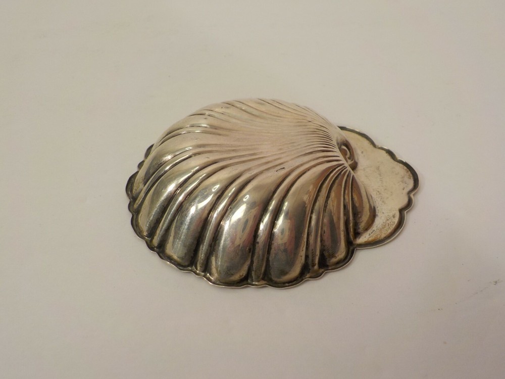 Sterling Silver Embossed Shell Shaped Nut Dish, No Monograms