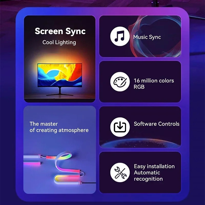 Smart Ambient PC Display Sync Computer Monitor Backlight LED Strip Light RGB