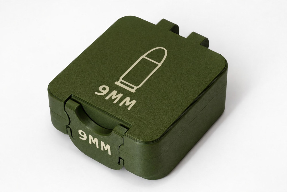 9mm Ammo Box – 25 Rounds - Snap Close Storage Box | Fully Customizable