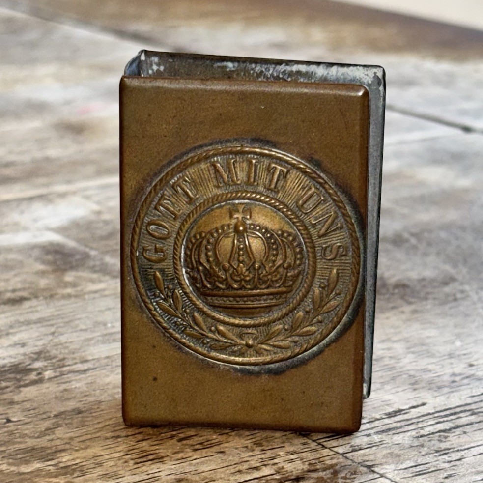 WW1 GERMAN GOTT MIT UNS Brass Match Box Holder