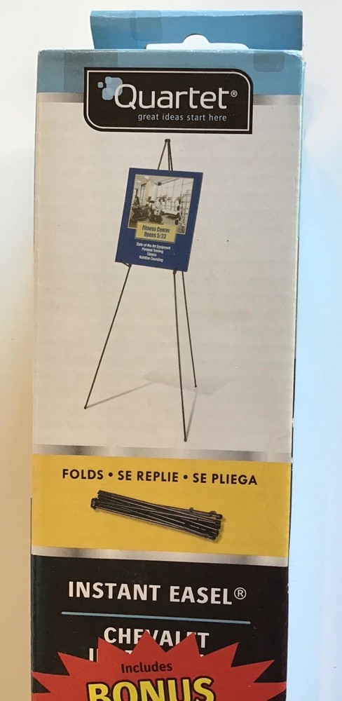 Quartet 63" Instant Display Easel Compact Lightweight Adjustable, Black NIB