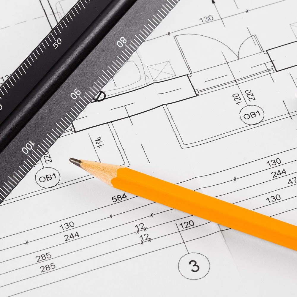 6 Pcs Aluminum Engineering Scale Ruler Set 12 Inch Drafting Tools for Architects