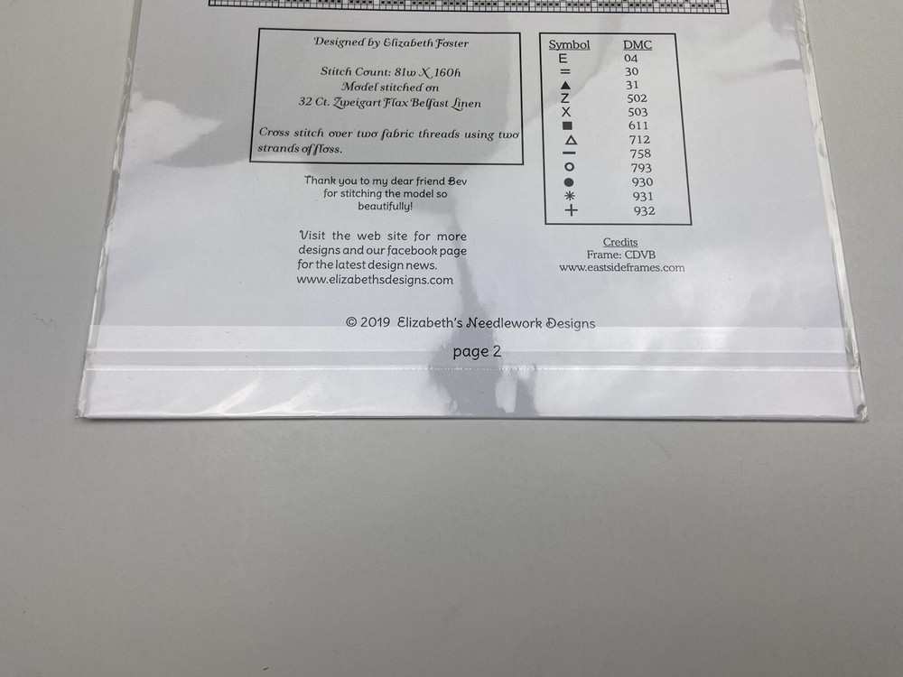 Elizabeth’s Needlework Designs Antique Blue Sampler Cross Stitch Pattern 9P