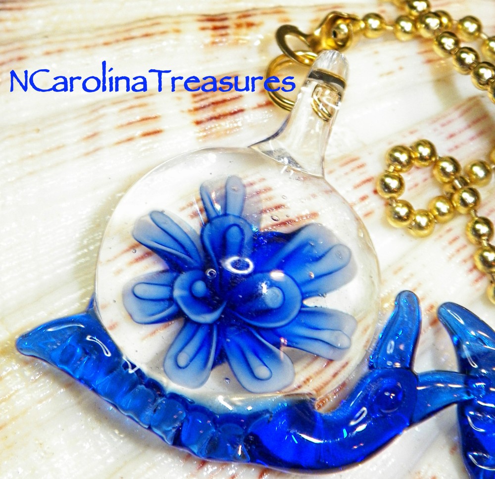 BLUE SNAIL SNAILS FLORAL BURST GLASS CEILING FAN LIGHT SWITCH PULL PULLS LG PR