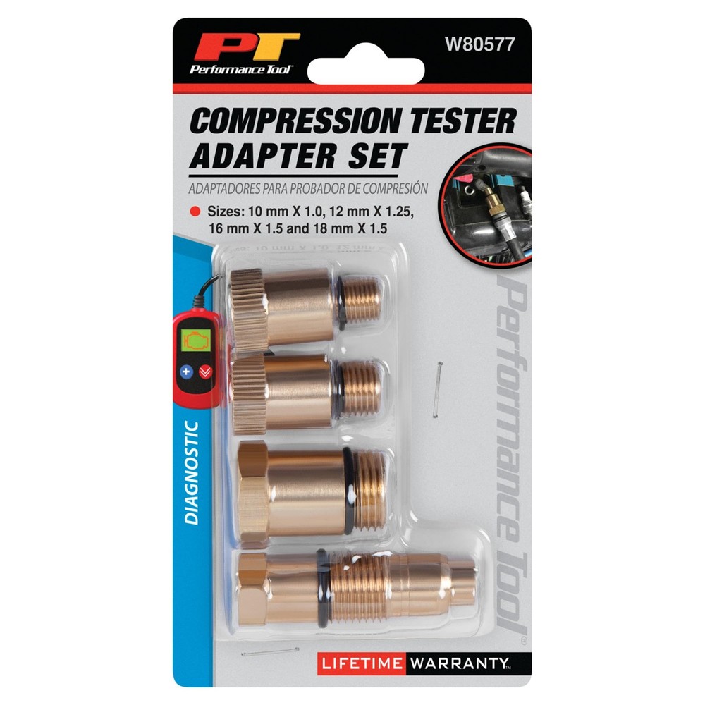 Performance Tool W80577 Compression Tester Spark Plug, Gold