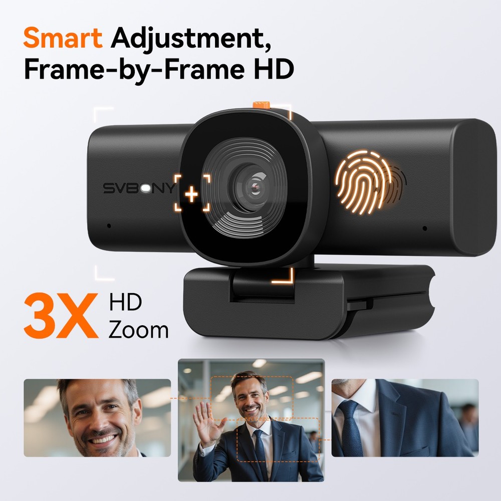 SVBONY 2K Web Cam for PC Computer Camera W/ Low-Light 3D Noise Reduction USB A-C