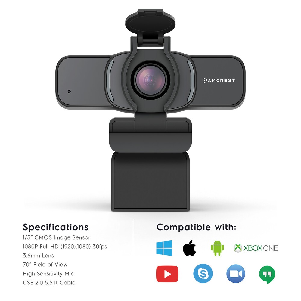 Amcrest Webcam PC Camera USB Built-in Mic Desktop Laptop Live Streaming ProHD