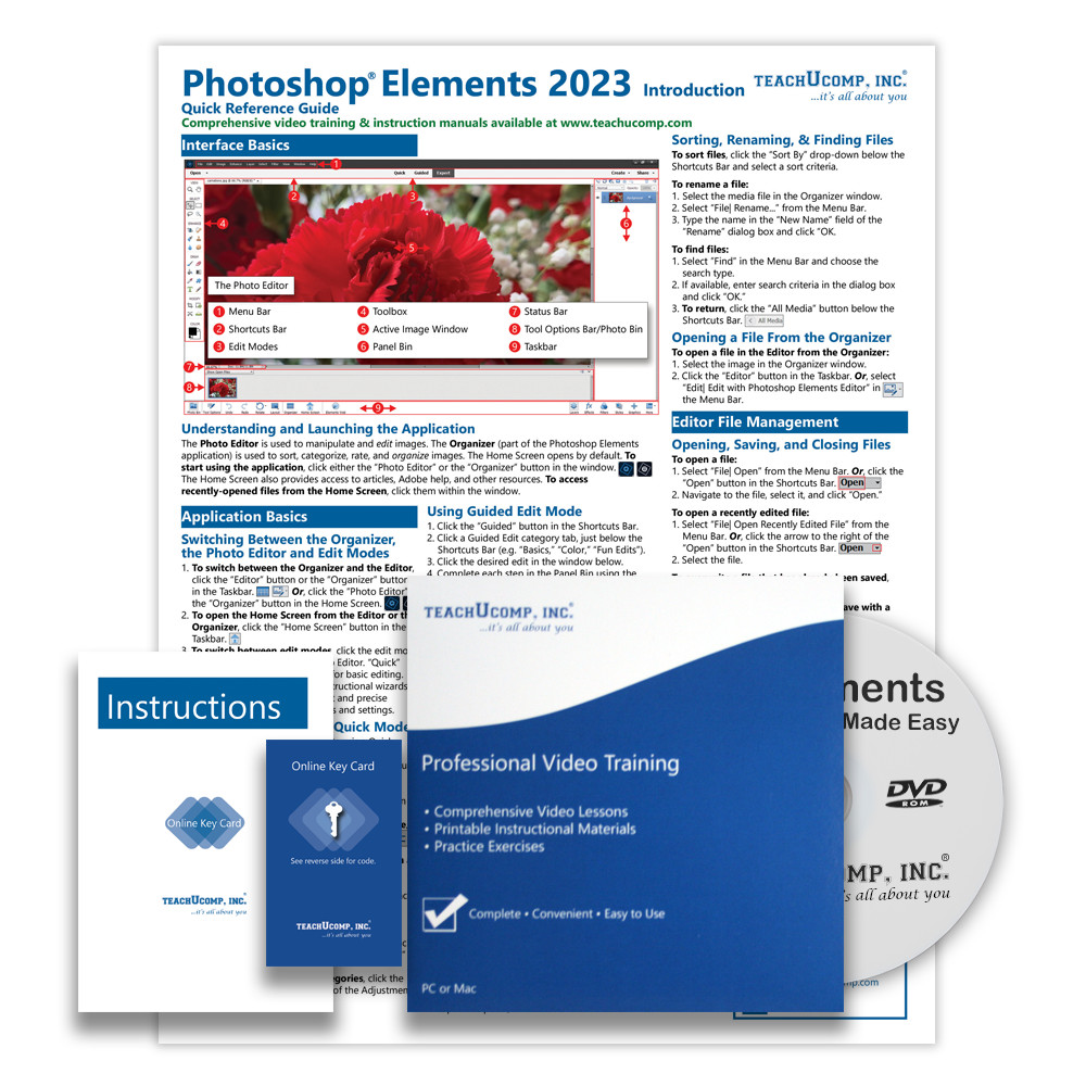New PHOTOSHOP ELEMENTS 2023 DELUXE Training Tutorial & Quick Reference Guide