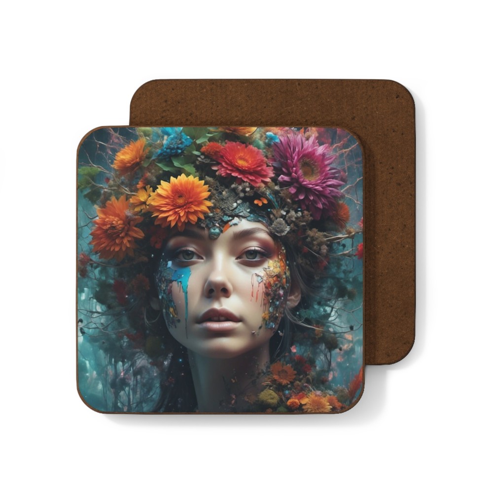 Bouquet Goddess Hardboard Back Coaster
