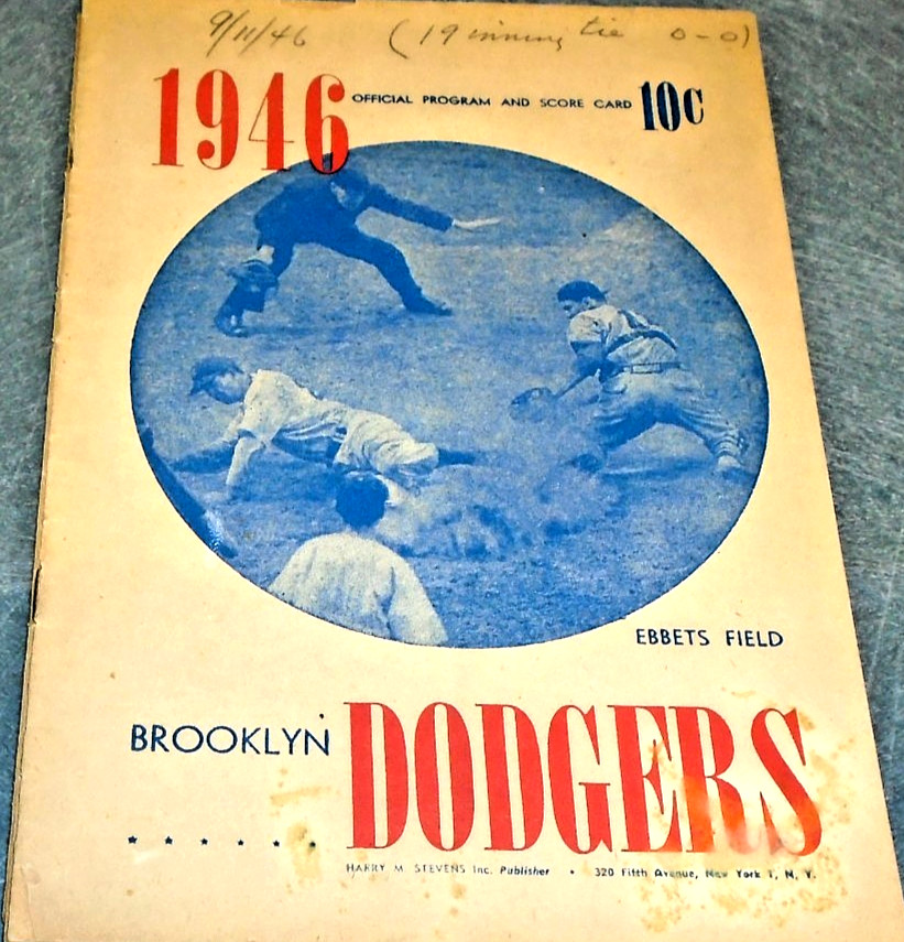 1946 CINCINNATI REDS PROGRAM SCORECARD UNSCORED RARE VS. BROOKLYN DODGERS